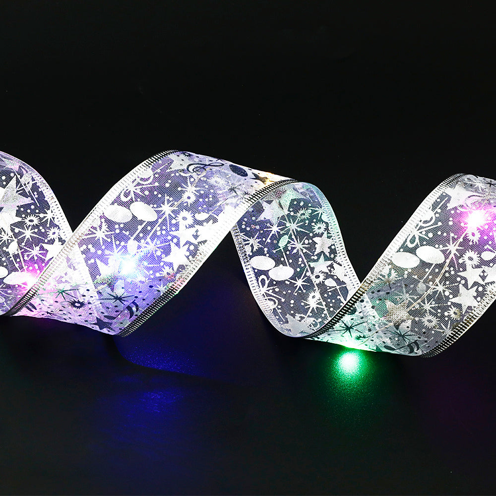 Kerstlint glitter met led kerstverlichting