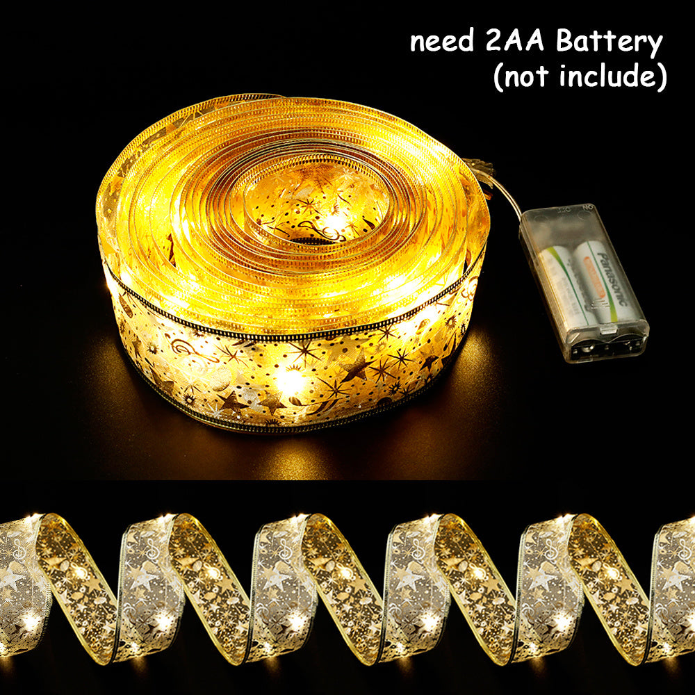 Kerstlint glitter met led kerstverlichting